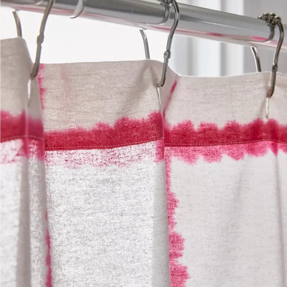 Urban Outfitters Libby Hand - Dyed Grid Pattern Pink Shower Curtain
